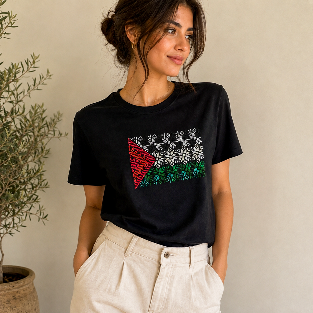Broderi vävning handgjord på T-shirt
