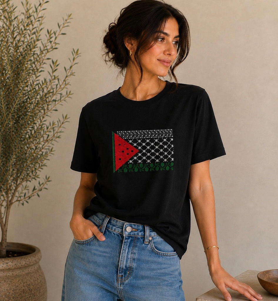 Broderi vävning handgjord på T-shirt (watermelon)