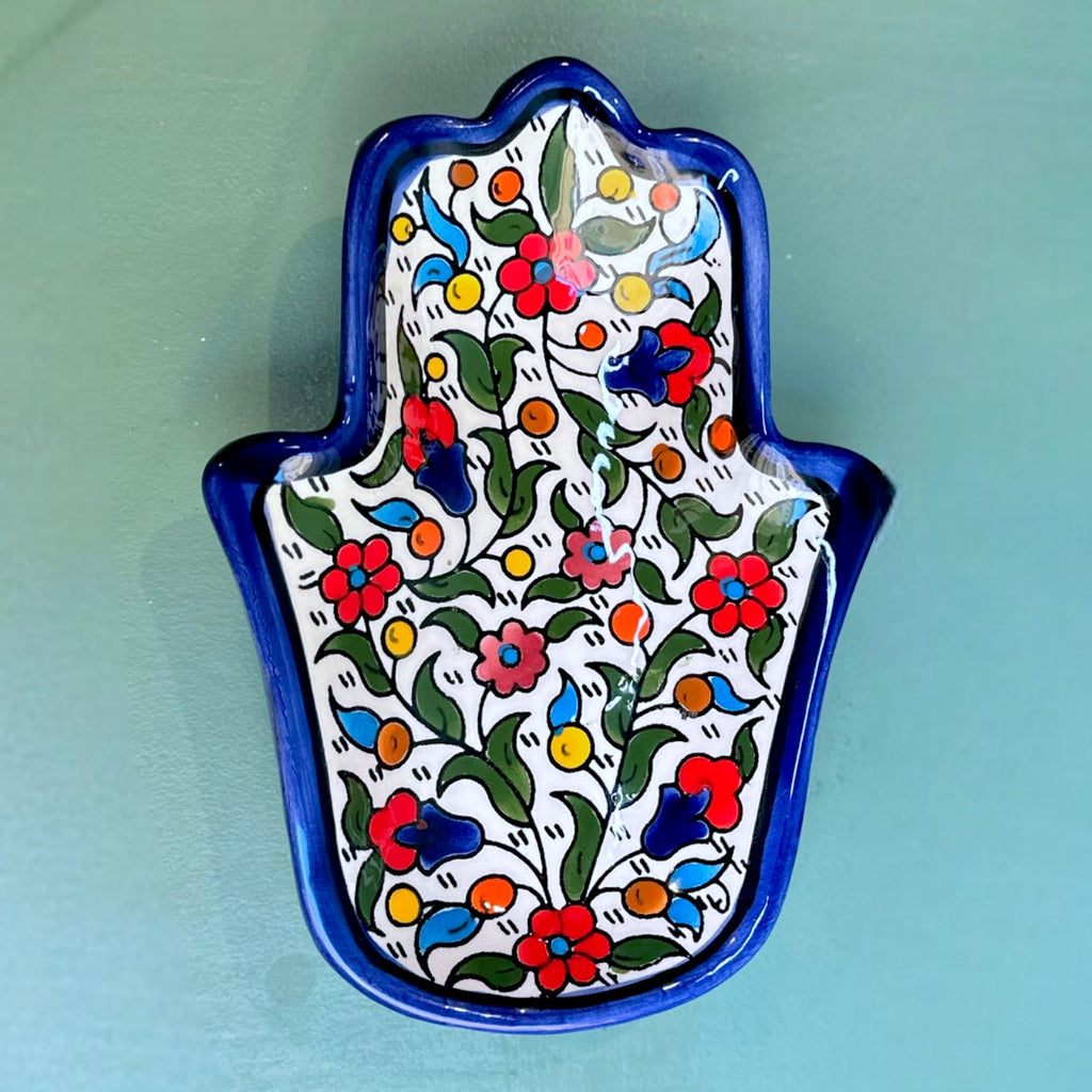 Hamsa Hand Dish - Colorful Floral