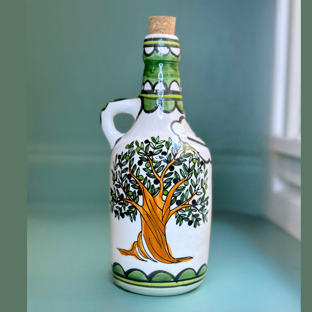 Handmade Ceramic Olive oil Jug - Olive tree - Big