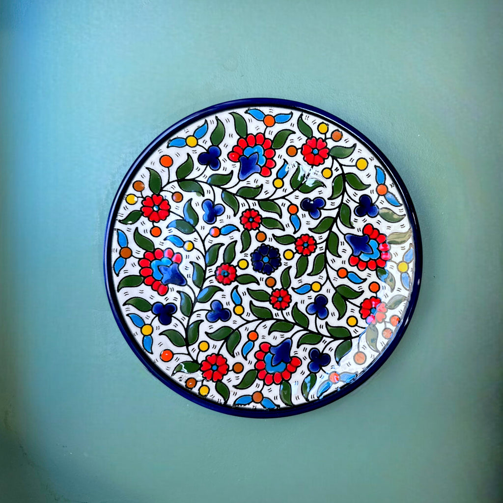 Handmade Royal Ceramic Plate - Colorful Floral 19 cm