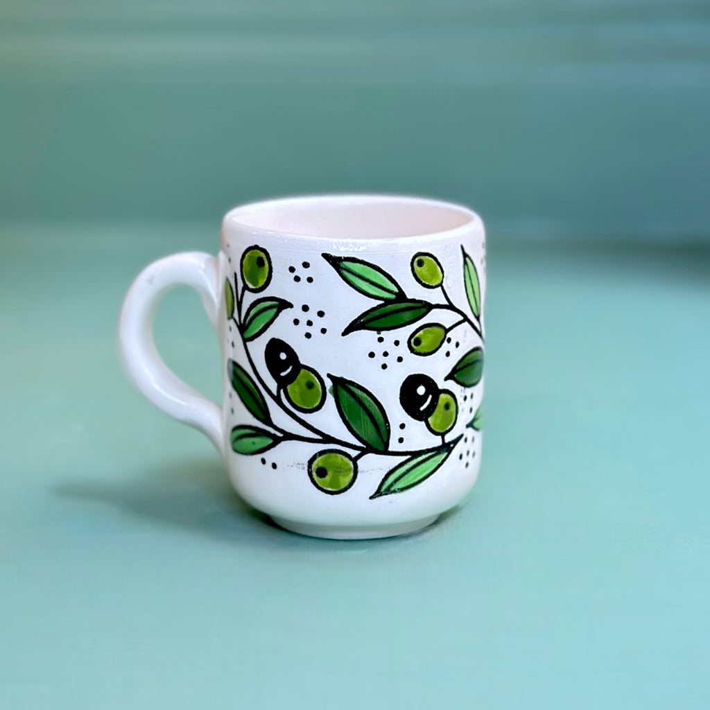 Handmade Ceramic Coffee Cups - Olive Branches
