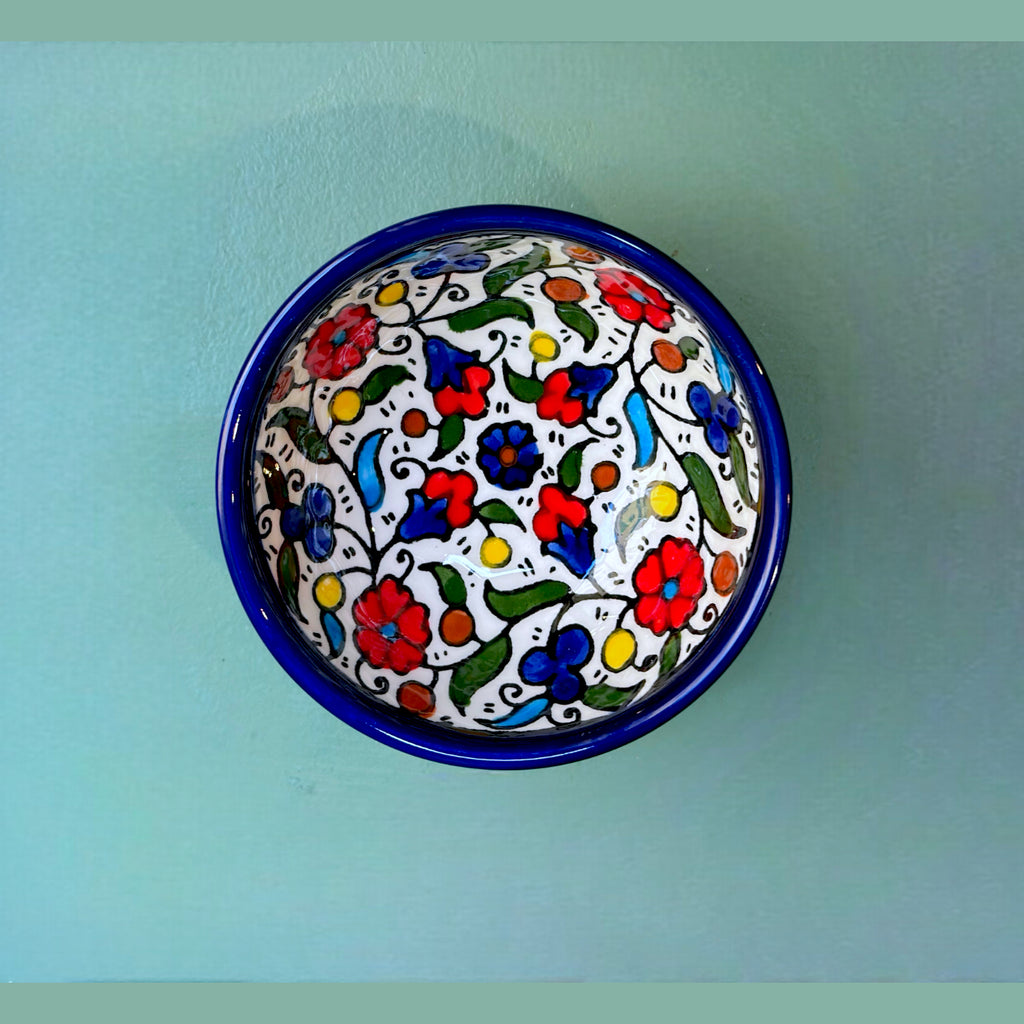 Handmade Ceramic Mini Dip Bowl - Colorful Floral City 9 cm