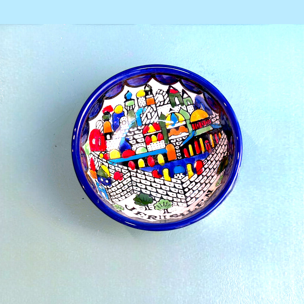 Handmade Ceramic Mini Dip Bowl - Jerusalem City 9 cm
