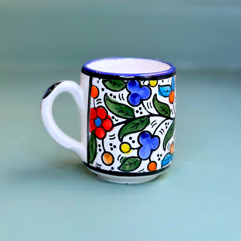 Handmade Ceramic Coffee Cups - Colorful Floral